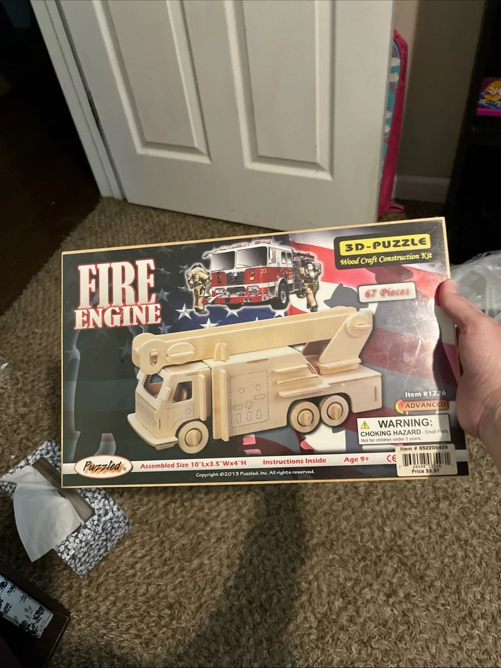 3D Wood Fire Engine Puzzle - Natural Wood